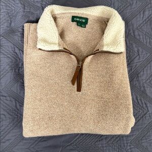 Orvis Men's Beige Quarter Zip Sweater